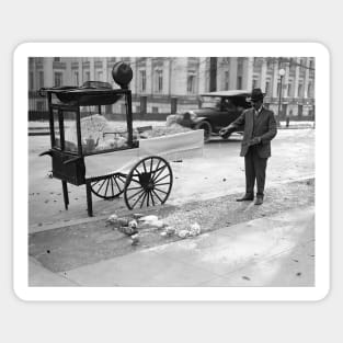 Popcorn For Sale, 1926. Vintage Photo Sticker